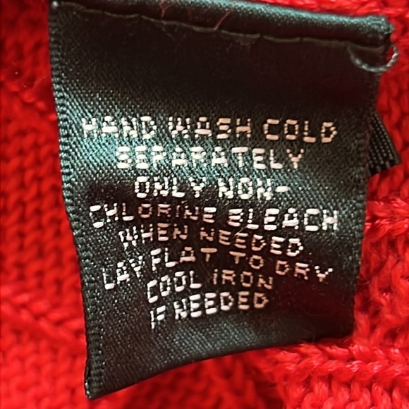 Lauren Ralph Lauren Wide Neck Cozy Red Cable Knit Sweater Silky Cotton Blend XL - Picture 14 of 14